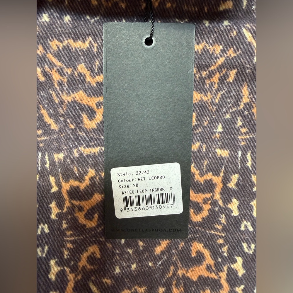 NWT ONE TEASPOON Aztec Leopard Brown and Orange Denim Mini Skirt - Picture 5 of 6
